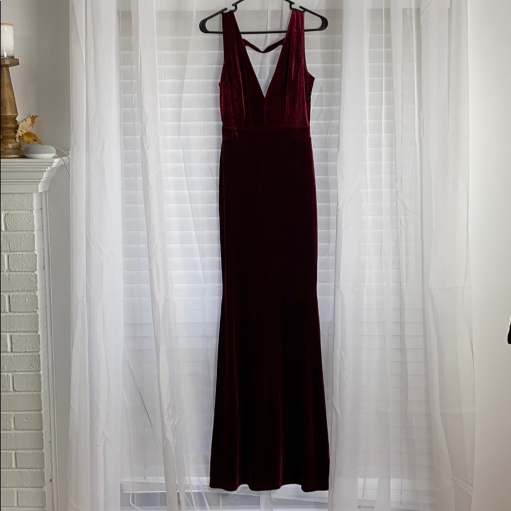 Cranberry Velvet Windsor Maxi Dress